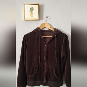 Jacket Women velvet  Women or Girls size Large color brown Pre Owned Zipper